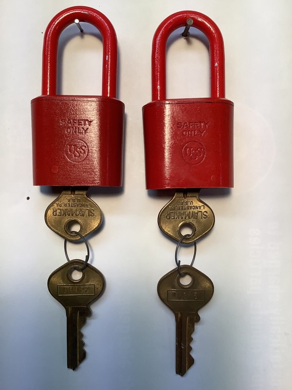 United States Steel Padlocks -U.S.S. Safety Only With Keys Lot of 2- Operational