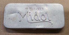 Vintage Aluminum Midol Tin New General Drug Co. With Paper Insert
