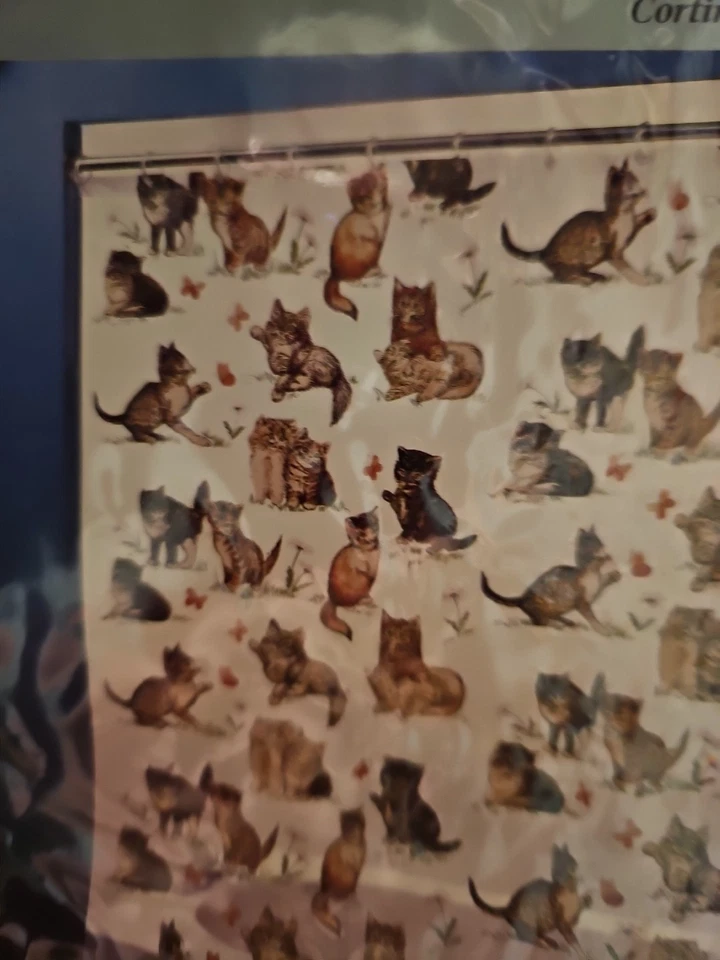 Cortina de ducha vinilo gato nueva en paquete Foto 2 de 4