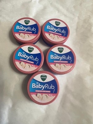 5X Vicks BabyRub Dampf Verstopfung Erkältung Kopfschmerzlinderung Menthol Taschenformat