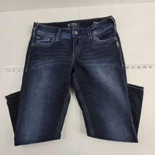 Silver Jeans Co Suki Mid Capri Dark Wash Denim Jeans Women's W31 L22.5