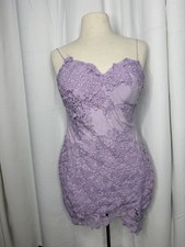 Lavender Lace Floral Full Slip Sheer Adjustable Strap Crochet Accent Women