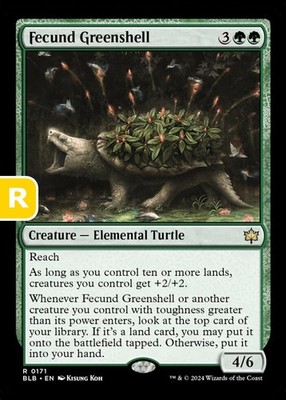 MTG Fecund Greenshell Bloomburrow Rare Creature Elemental Turtle NM