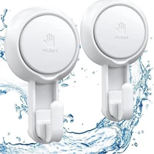 Suction Hooks Powerful Vacuum Suction Cup Heavy Duty Shower Hooks - White 2 Pack