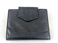 Vintage Buxton Genuine Leather Black Bifold Wallet Kisslock Coin Pocket