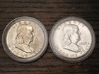 Two (2) 1963 Franklin Half Uncirculated Proof-like Coins 90% Silver ~ Toning