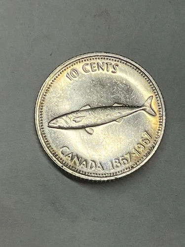 1967 Canada Dime 10 Cent Silver Coin Proof Like. Nice Mellow Toning