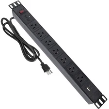 Rack Mount Power Strip Surge Protector, 7 Outlet and 2 USB-A&C Charging Ports...