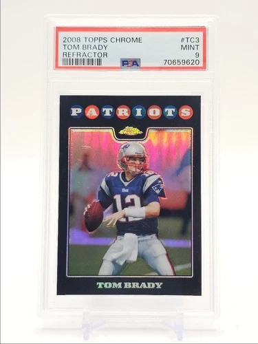 TOM BRADY 2008 TOPPS CHROME FOOTBALL PATRIOTS REFRACTOR C PSA 9 Q0004