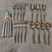 Rogers Dream Rose 5 Piece Service For 4 Flatware (20 Pieces) Knives Spoons Forks