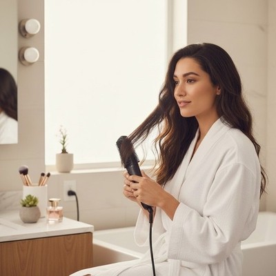 Straight Ahead Pro Glider 2.0 Hair Straightening Brush Black Heated Styling Tool