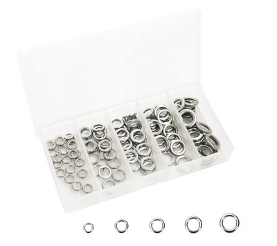 Fishing Solid Rings Kit 100 PCS/Box 5 Sizes Jigging Assist Hooks Lure