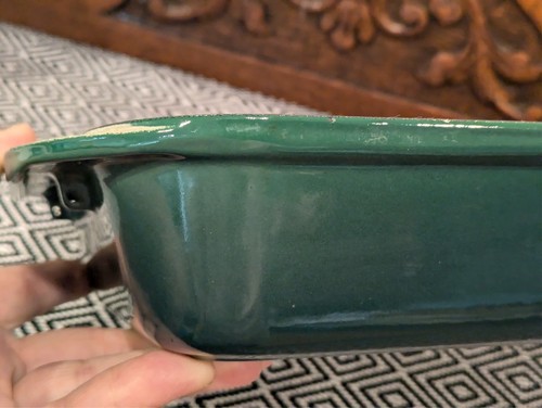 Vintage Le Creuset Grün Emaille Gusseisen Pfanne #30 - Bild 3 von 17