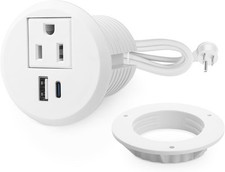 VILONG 2 inch Desk Power Grommet Outlet, Recessed Outlet USB-C, White