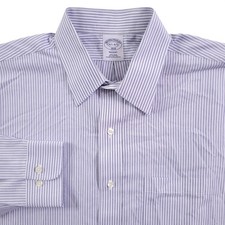 Brooks Brothers Dress Shirt 16.5 34/35 Regent Fit Non Iron Blue White Stripe Men