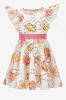 Monnalisa Girls Size 11/12 Floral Print Dress with Ruffle Detail