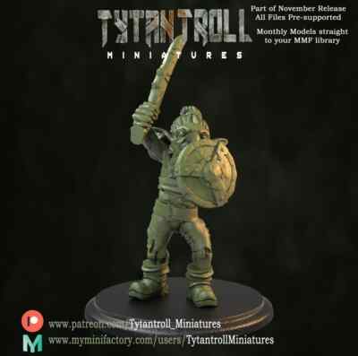 Goblin with Sword/Shield Raised | TytanTroll | Tabletop RPG | 28-32mm | DnD Mini