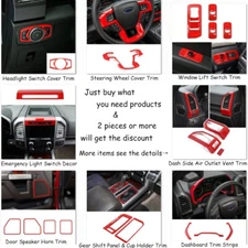 For Ford F150 2015-2020 Interior Central Trim Decoration Cover Accessoires Red