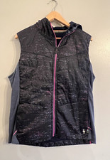 Smartwool W's Smartloft Hoodie Vest Full Zip Quilted Blue Purple Speckle Sz Xl