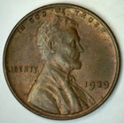 1939 Uncirculated Lincoln Wheat Cent Red Brown 1c Penny Coin Toned