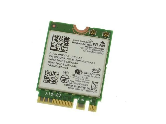 Tarjeta inalámbrica Bluetooth Dell Inspiron 15-5559 3160NGW WLAN WiFi Mini-PCI N2VFR Foto 3 de 3