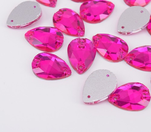 Sew On Crystal 13x18mm Rhinestone Teardrop Rose red Glass Sewing Gem Flatback - Picture 2 of 6