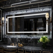 Image of LED Illuminated Bathroom Mirror Vertical/ Horizontal Vanity Mirror Demist Sensor