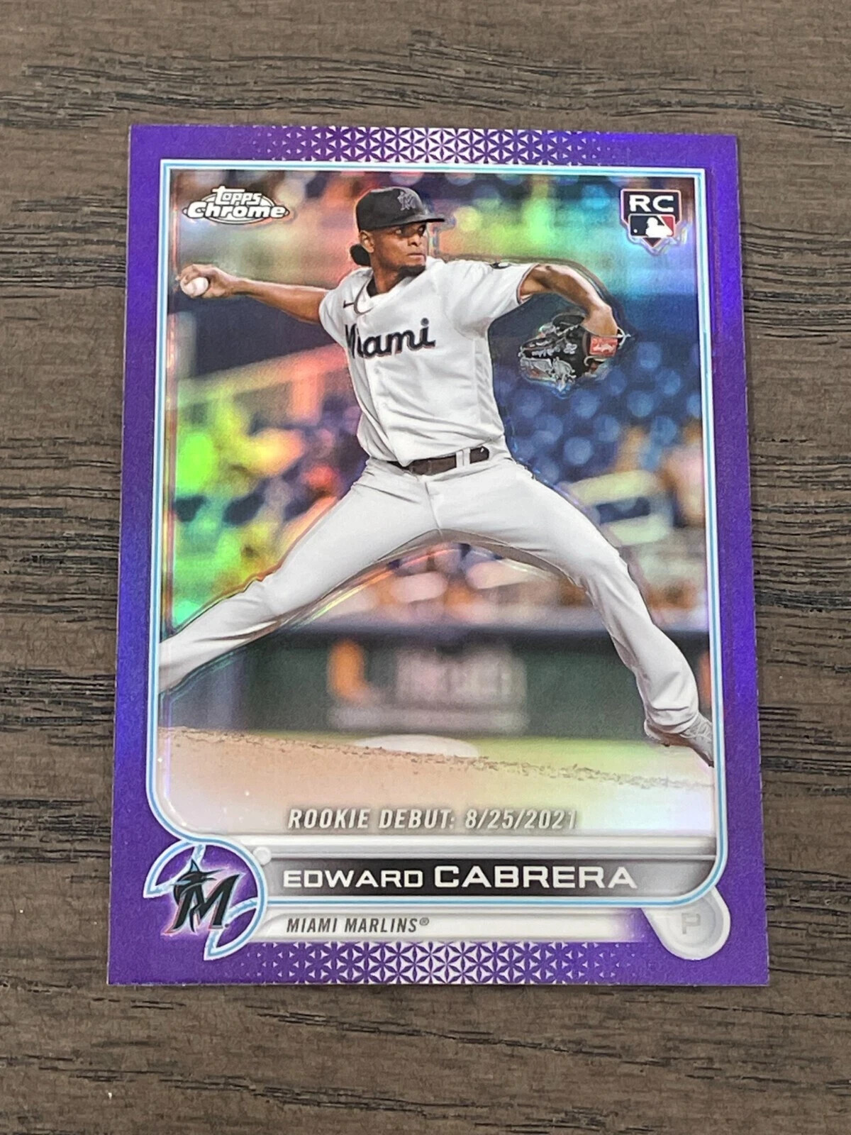 2022 Topps Chrome Update Purple Refractor Edward Cabrera RD #USC87 Miami Marlins