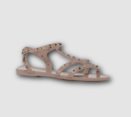 $495 Valentino Garavani Women Beige Rockstud Flat Sandals Shoes Size EU  40/US 10 | eBay
