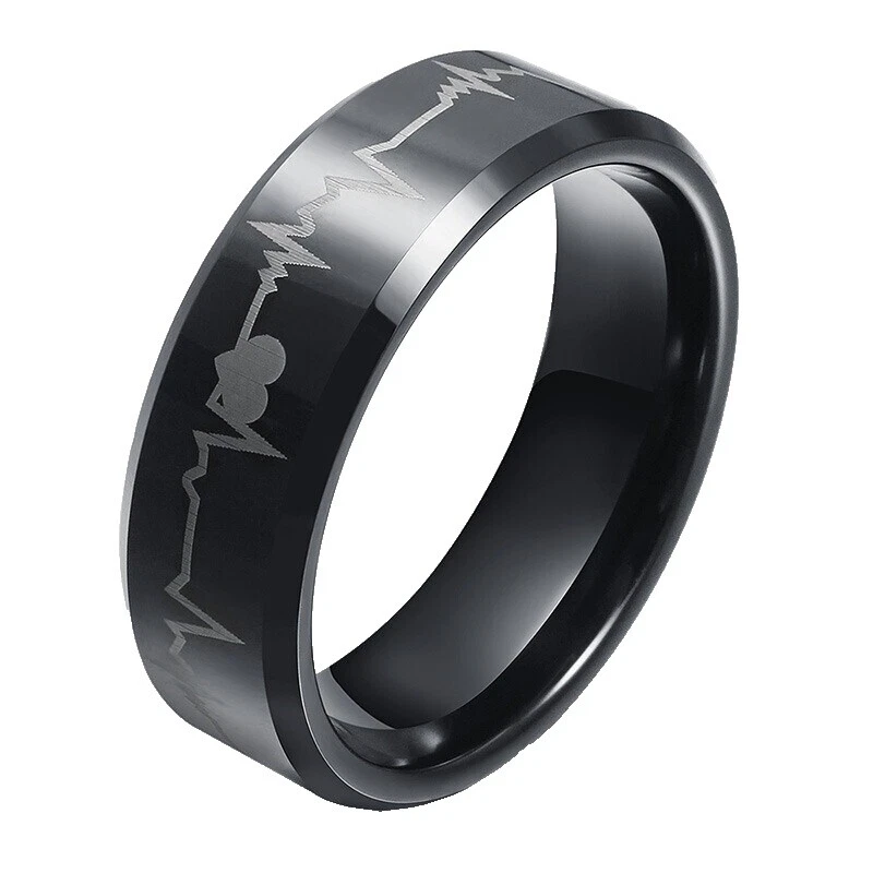 Anillos de moda banda de tungsteno negro
