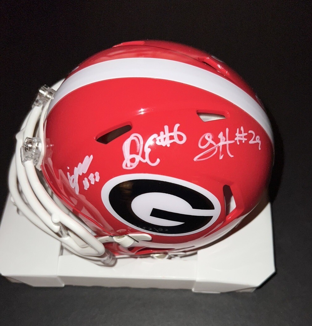 6 Georgia Bulldogs Signed On One riddell speed mini helmet Radtke Coa