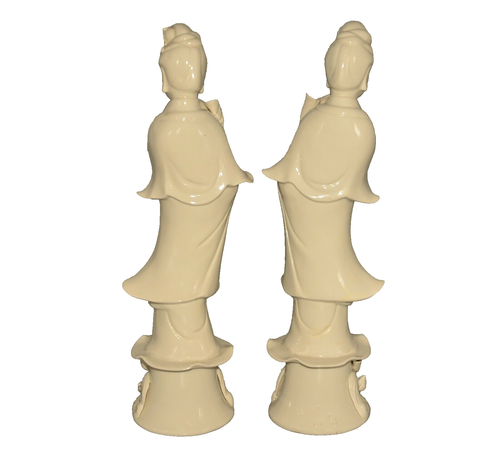 Antique Vintage Chinese Guanyin KwanYin Blanc DeChine Porcelain Figurine Statues - Picture 8 of 12