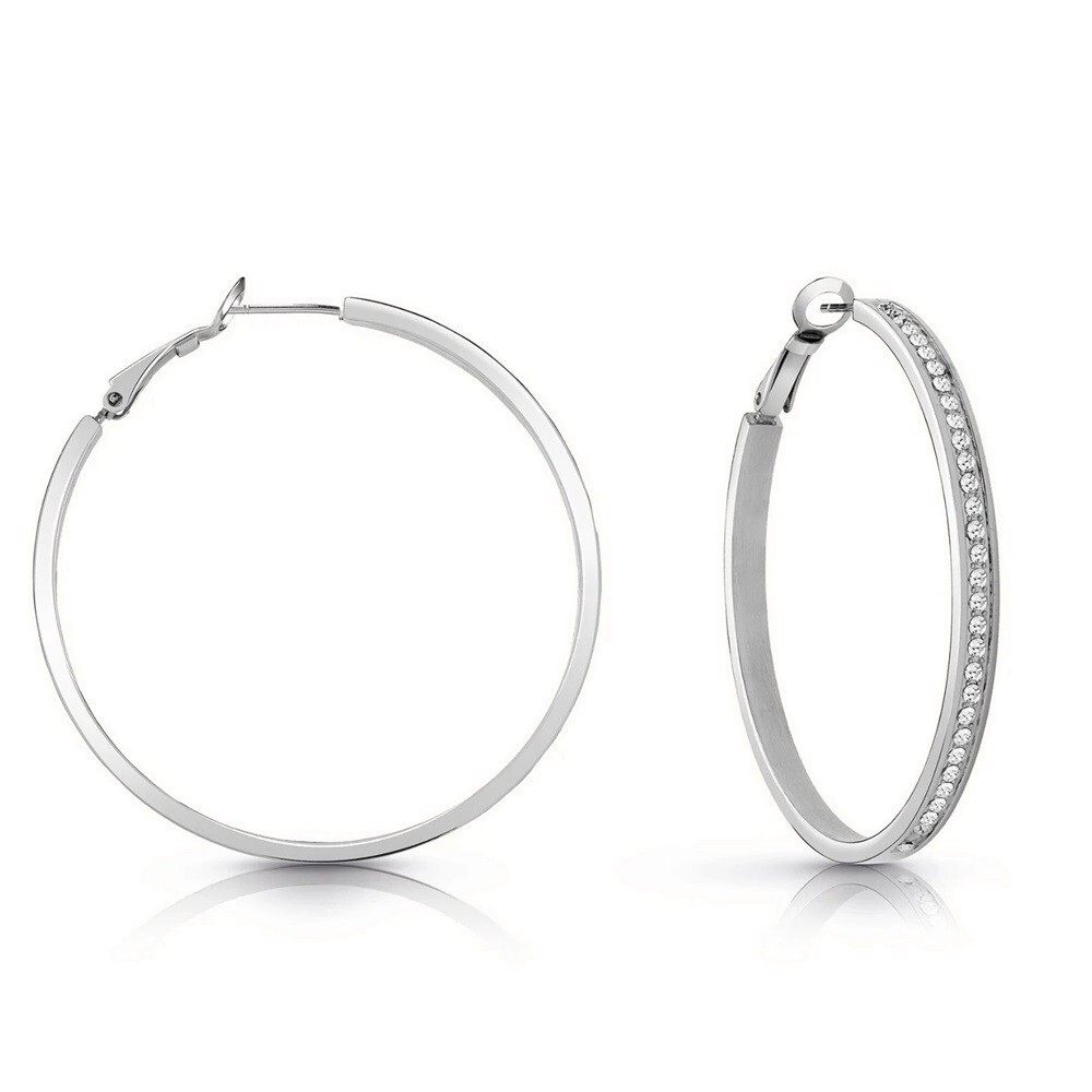 Guess Large Hoop Earrings UBE02247RH Crystal Set