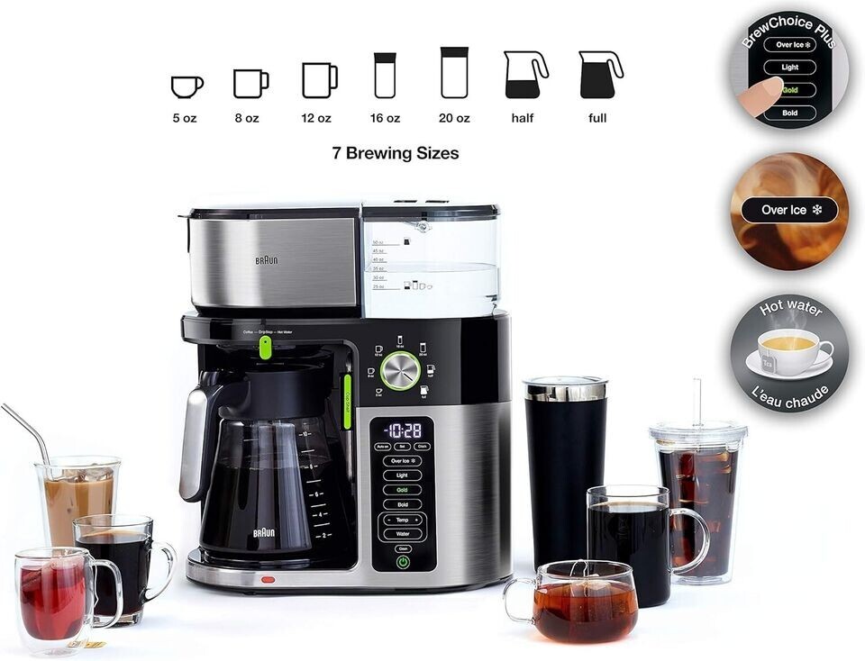 Braun Multiserve KF9050 ExactBrew TempSensor Technology Coffee Maker