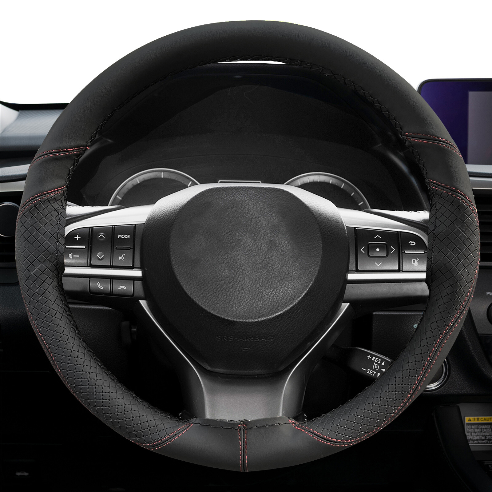 Non - Slip DIY Car Steering Wheel Cover Black Leather Breathable Car Accessories