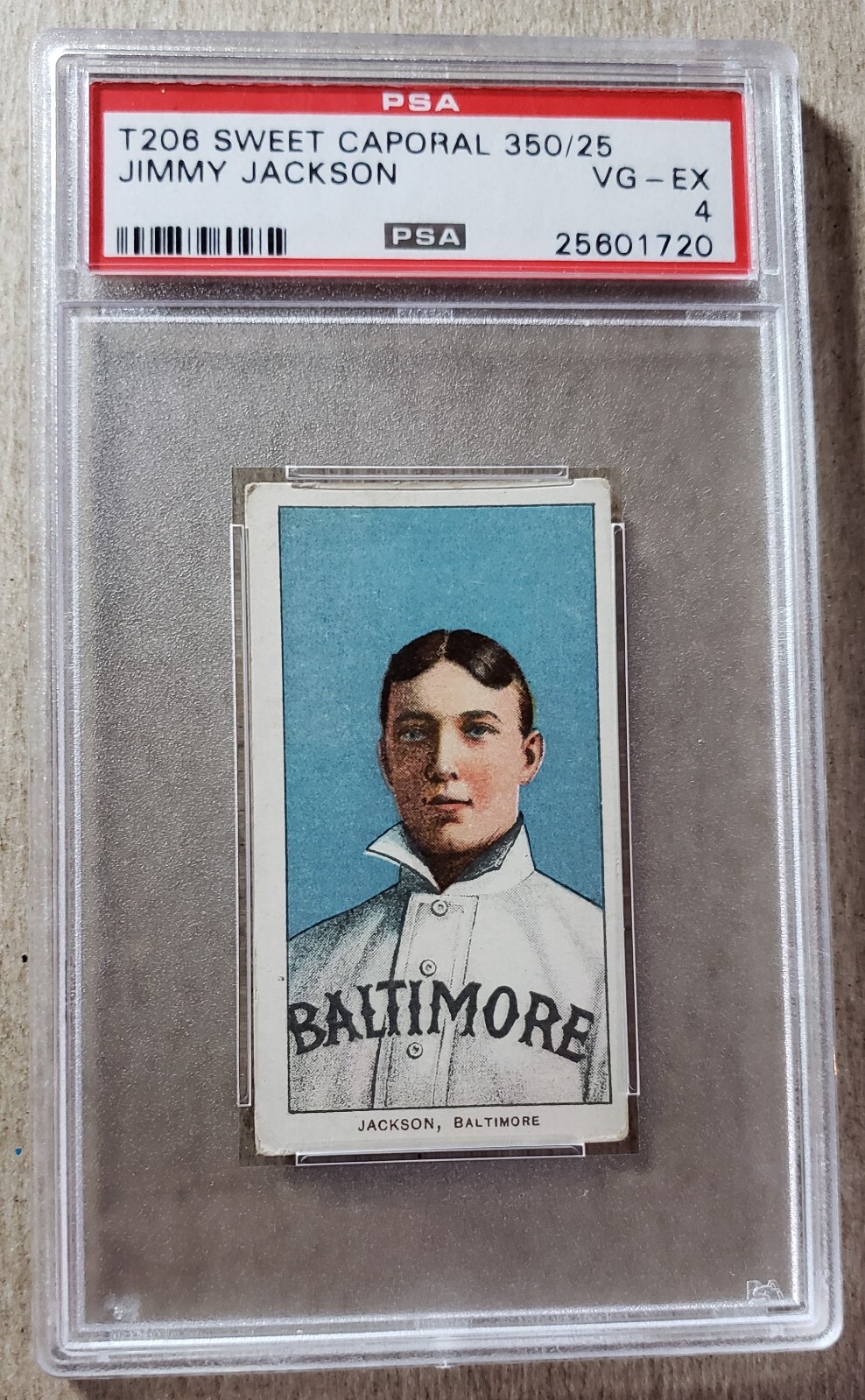 1909-11 T206 Sweet Caporal Jimmy Jackson 350/25 PSA 4 Baltimore