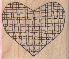 Squares Heart 2 3/4 x 2 1/4" Rubber Stamp, Special Occasion Stamp, Valentines