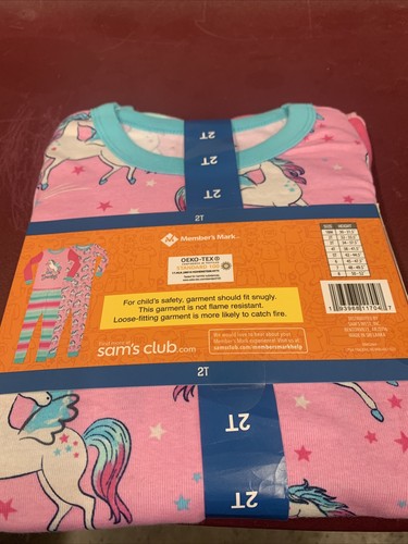 Member's Mark Toddler Girls 4-Piece Favorite Unicorns Pajamas Size 2T - Picture 3 of 3