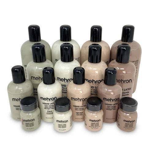 MEHRON LIQUID LATEX CLEAR FLESH BEIGE STAGE FACE BODY MAKEUP 1OZ 4.5OZ 9OZ 16OZ