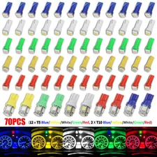 70PCS T5 T10 5050-SMD LED Speedometer Instrument Gauge Cluster Dash Light Bulbs