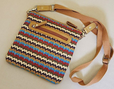 SR 2 Multicolored Woven Chevron Pattern Crossbody Bag/Handbag/Purse with Pockets