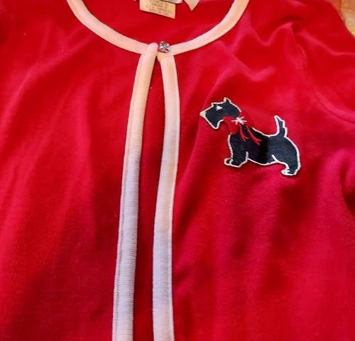 Vintage Knitworks for Kids Red Cardigan Scottie Dog Bows - Picture 2 of 5