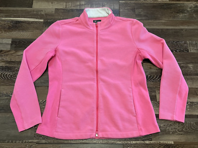 Gym Shark Training Jacket Full Zip Women s Size Large Pink Ribbed Pockets