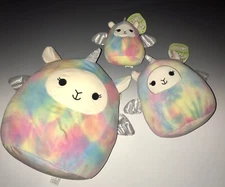 Squishmallow Tie dye flying Unicorn llama XL 12” LUCY MAY 8” & 5” New Lot Of 3