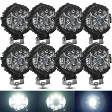 7'' Round LED Pod Work Driving Light Bar Side Shooter DRL Combo Offroad SUV 4WD