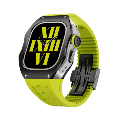 Titanium Metal Case Fluororubber Strap For Apple Watch Ultra 49MM Watch Band