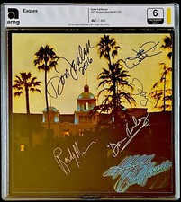 EAGLES Band Signed (5) Autographed HOTEL CALIFORNIA Album LP - AMG 6 / PSA