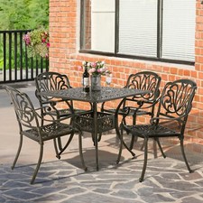5-Piece Outdoor Patio Dining Set Patio Conversation Set W/ Square Table Chairs