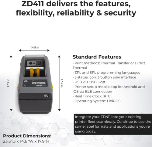 Zebra ZD411 Ethernet Thermal Label Printer + Bundle - NIB - Picture 8 of 8