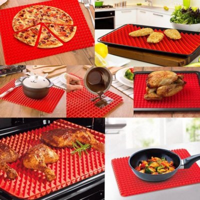 Pyramid Pan Fat Reducing Non Stick Silicone Mould Cooking Mat Oven Baking  Mat UK